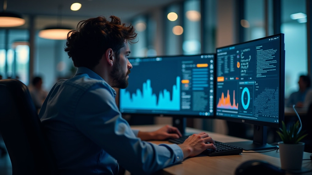 Tecnico che monitora grafici di performance e metriche di velocità